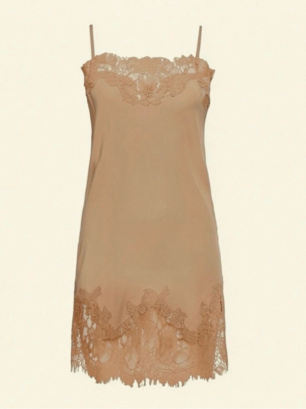 Gold Hawk Coco Lace Silk Tunic Slip Dress (Gardenia)